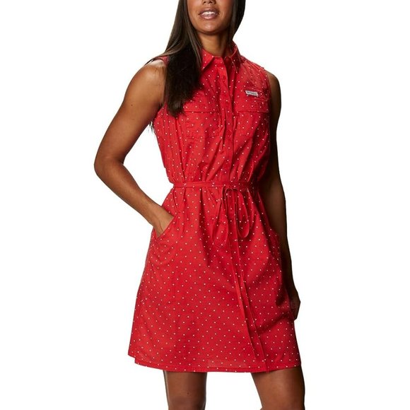 Columbia Dresses & Skirts - Columbia Womens PFG Bonehead Stretch Dress Size S Sleeveless Red Polkadot